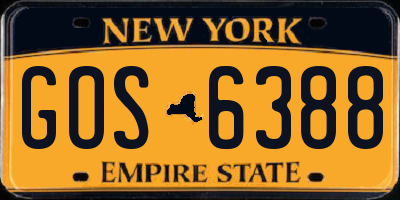 NY license plate GOS6388