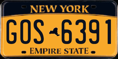 NY license plate GOS6391