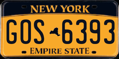 NY license plate GOS6393
