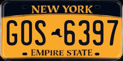 NY license plate GOS6397