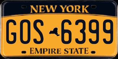 NY license plate GOS6399