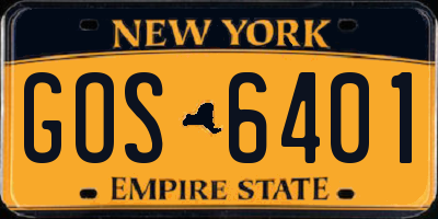 NY license plate GOS6401