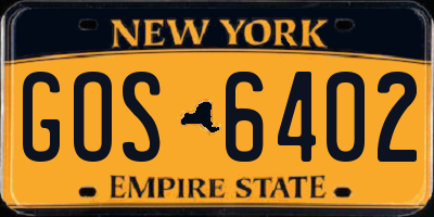 NY license plate GOS6402