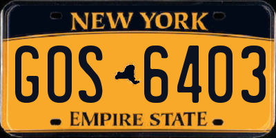 NY license plate GOS6403