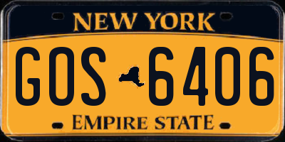 NY license plate GOS6406
