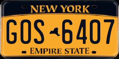 NY license plate GOS6407