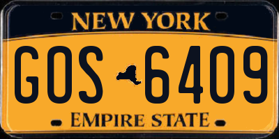 NY license plate GOS6409