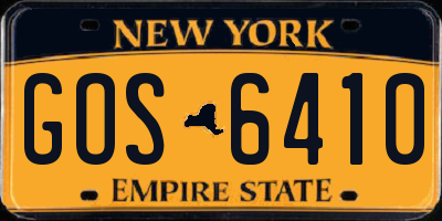 NY license plate GOS6410