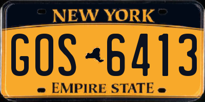NY license plate GOS6413