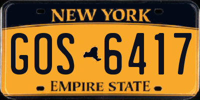 NY license plate GOS6417