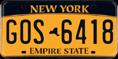 NY license plate GOS6418