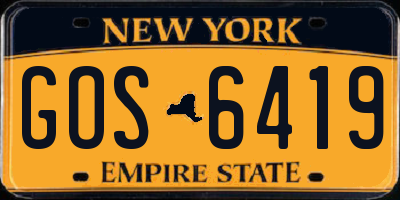NY license plate GOS6419
