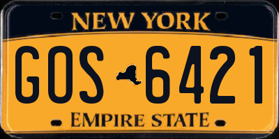 NY license plate GOS6421