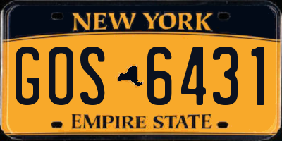 NY license plate GOS6431