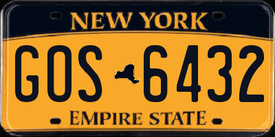 NY license plate GOS6432
