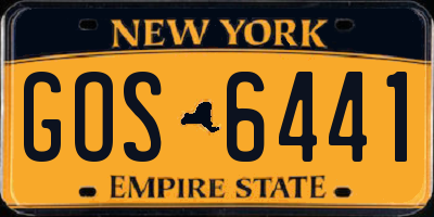 NY license plate GOS6441