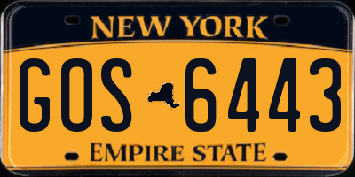 NY license plate GOS6443