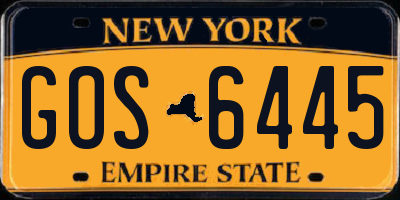 NY license plate GOS6445