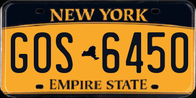 NY license plate GOS6450