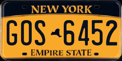 NY license plate GOS6452