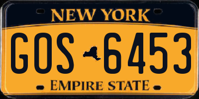 NY license plate GOS6453