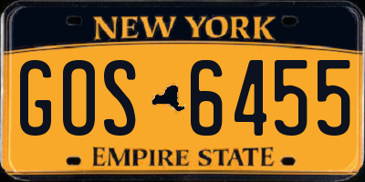 NY license plate GOS6455