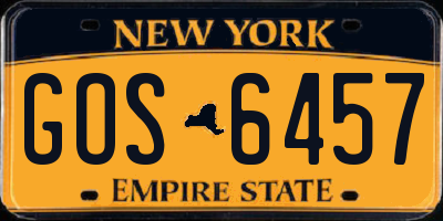 NY license plate GOS6457