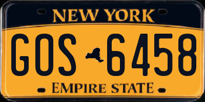 NY license plate GOS6458