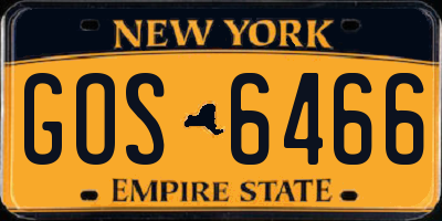 NY license plate GOS6466