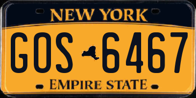 NY license plate GOS6467