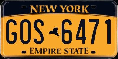 NY license plate GOS6471
