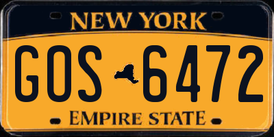 NY license plate GOS6472