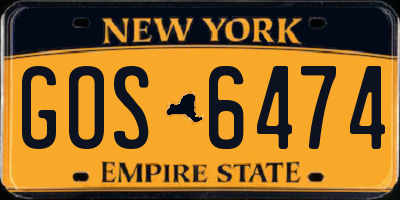 NY license plate GOS6474