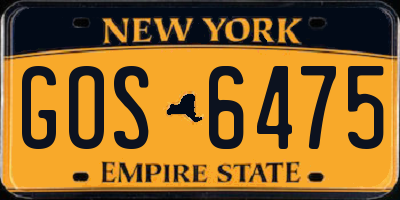 NY license plate GOS6475