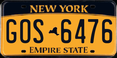 NY license plate GOS6476