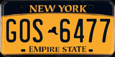 NY license plate GOS6477