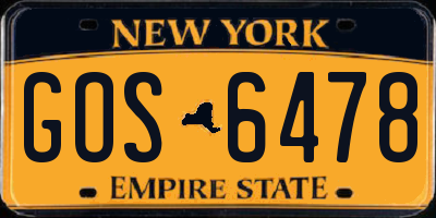 NY license plate GOS6478