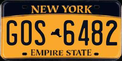NY license plate GOS6482