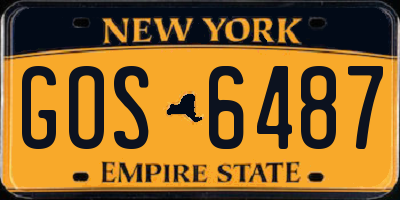 NY license plate GOS6487