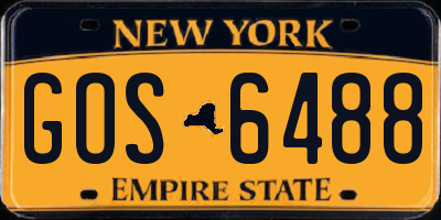 NY license plate GOS6488