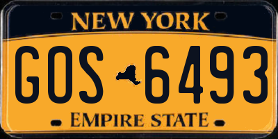 NY license plate GOS6493