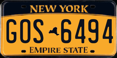 NY license plate GOS6494