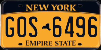 NY license plate GOS6496
