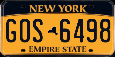 NY license plate GOS6498