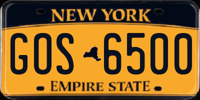 NY license plate GOS6500