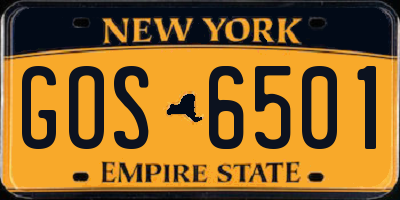 NY license plate GOS6501