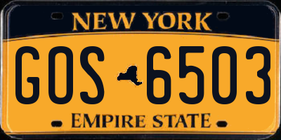 NY license plate GOS6503