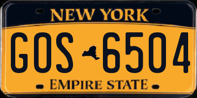 NY license plate GOS6504