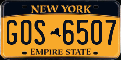 NY license plate GOS6507
