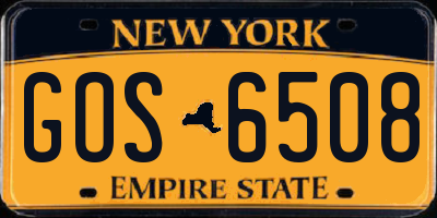 NY license plate GOS6508